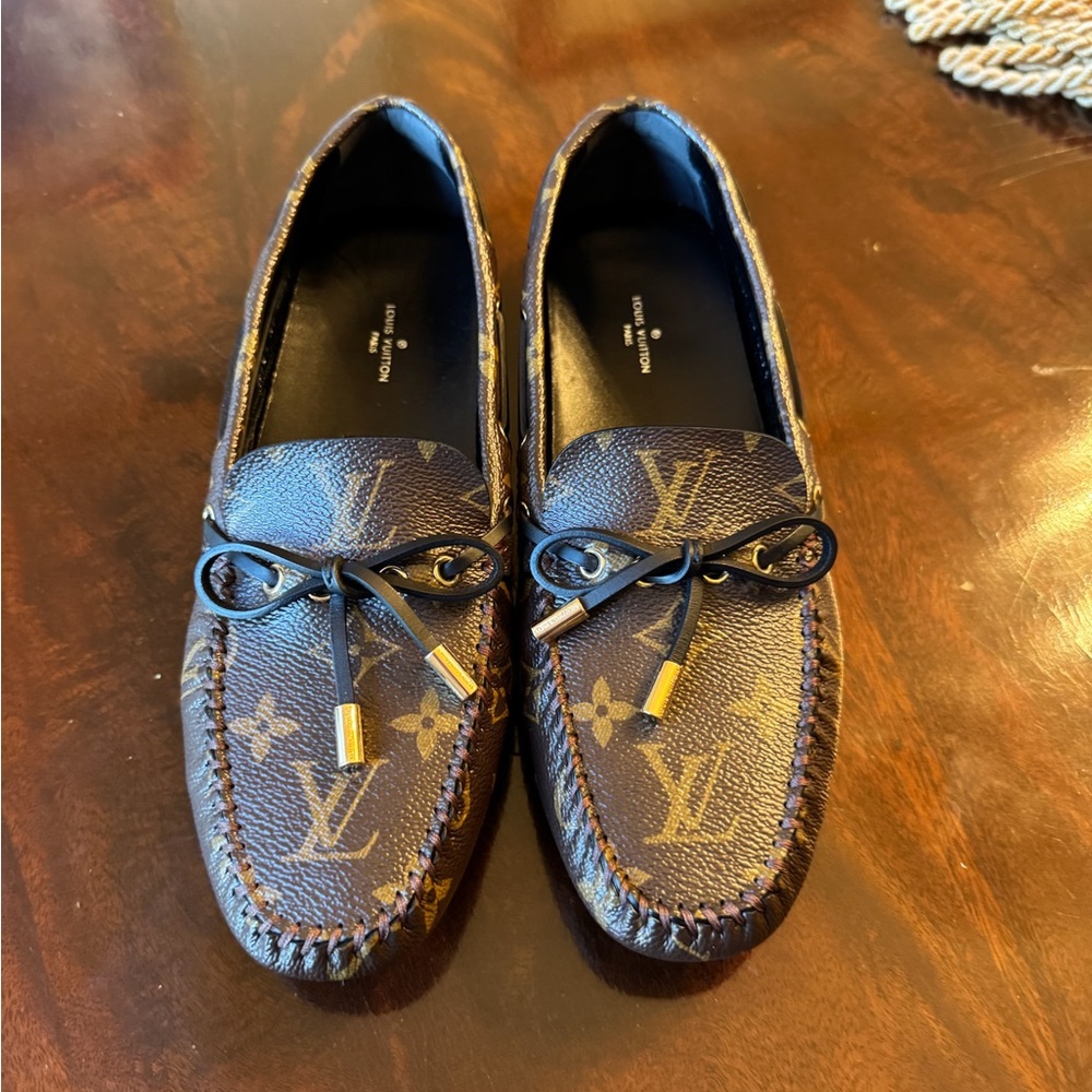 Louis Vuitton Brown Loafers with Signature Pattern